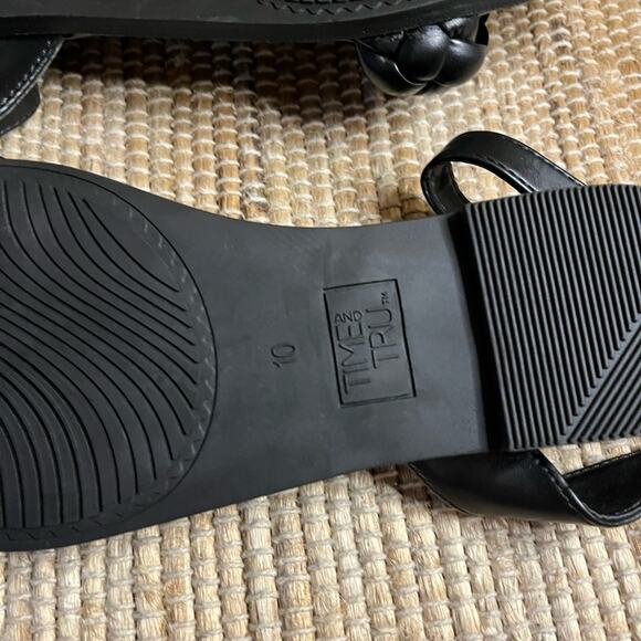 Time And Tru Black Braided Ankle Strap Sandals Size 10 - Picture 10 of 11